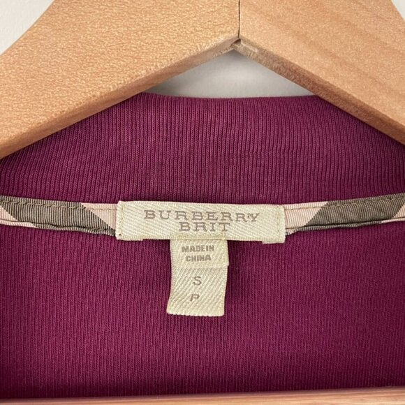 Burberry Brit Maroon Red Cotton 1/4 Zip Pullover Sweater Men's Size Small - Picture 3 of 6